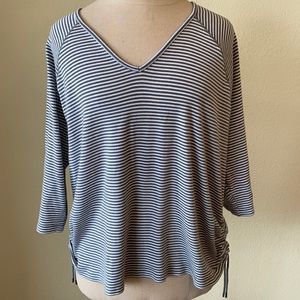 Chaps Olive Green & White Striped Top